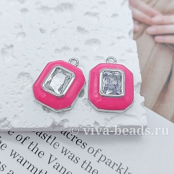 Подвеска 18.4x13.8 мм фианит, эмаль, родиевое покр. (7171-РФУК) купить с доставкой по России | Интернет-магазин Viva Beads