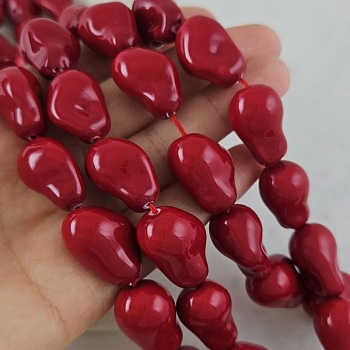 УЦЕНКА 1 шт. Жемчуг майорка 22х15х13.8 мм, форма капля барокко, красный (6430-К-УЦ) - фурнитура для бижутерии