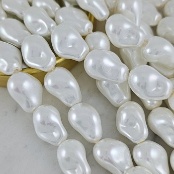 УЦЕНКА 1 шт. Жемчуг майорка 13.5х15.5х20-22 мм, форма капля барокко, белый (6430-22-УЦ) - фурнитура для бижутерии