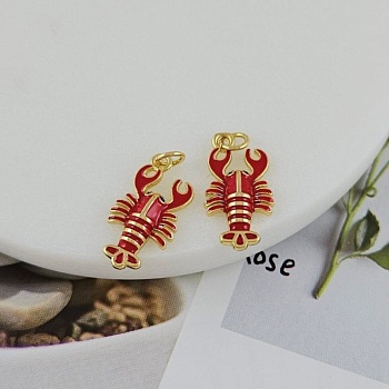 Подвеска Лобстер 20.5х11 мм, позолота 14К, красная эмаль (9867-З) купить с доставкой по России | Интернет-магазин Viva Beads