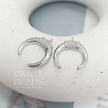 Подвеска Лунница с фианитами 19х17.7 мм родиевое покр. (7587-Р) Подвеска Лунница с фианитами 19х17.7 мм родиевое покр. (7587-Р)