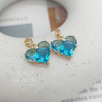 Подвеска Сердце с фианитами 14.5х14 мм голубой, позолота (6647-ГОЛЗ) Подвеска Сердце с фианитами 14.5х14 мм голубой, позолота (6647-ГОЛЗ)