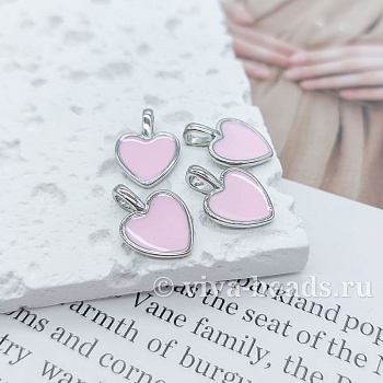 Подвеска Сердце 14.8x10 мм эмаль, родиевое покр. (7170-РРОЗ) купить с доставкой по России | Интернет-магазин Viva Beads