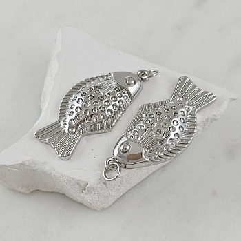 Подвеска Рыба 34.3х16.3 мм, родиевое покрытие (10129-Р) купить с доставкой по России | Интернет-магазин Viva Beads