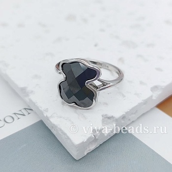 Кольцо Мишка свободный размер керамика, род. покр. (7219-ЧР)