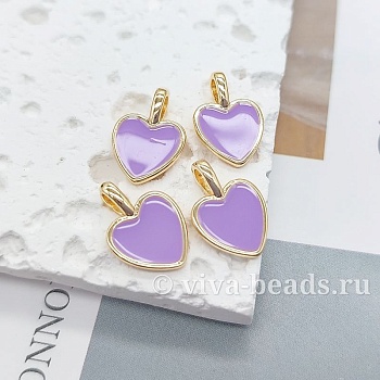 Подвеска Сердце 14.8x10 мм эмаль, позолота 14к (7170-ЗСИР) купить с доставкой по России | Интернет-магазин Viva Beads