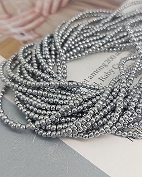 Нить 39-40 см Гематит /гематин/ гладкая бусина 2 мм цвет платина (6000-2) купить в Воронеже | Заказать в интернет-магазине Viva Beads
