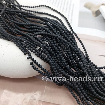 Нить 38 см Агат черный матовый гладкий шар 3 мм (4040-3) для бижутерии купить с доставкой по России | Интернет‑магазин Viva Beads