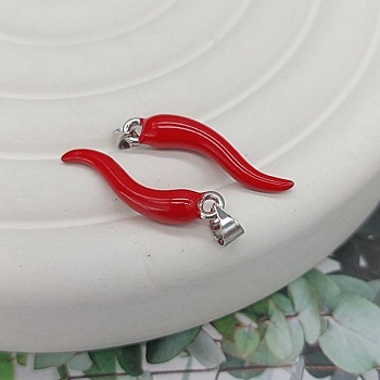 Подвеска Перчик 27х5.5 мм эмаль, красный, родиевое покр. (7686-КР) купить с доставкой по России | Интернет-магазин Viva Beads