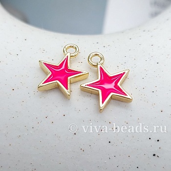 Подвеска Звезда 12.2x10 мм эмаль, позолота (7445-РЗ) купить с доставкой по России | Интернет-магазин Viva Beads