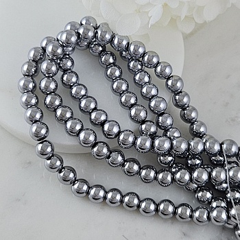 Нить 39-40 см Гематит, гематин 8 мм бусины гладкий шар, платина (6000-8/НМ) для бижутерии купить с доставкой по России | Интернет‑магазин Viva Beads