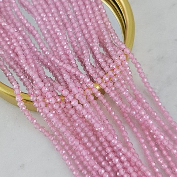 Нить 18 см Фианиты 3 мм граненые бусины, розовый (5472-РОЗ) купить с доставкой по России | Интернет-магазин Viva Beads