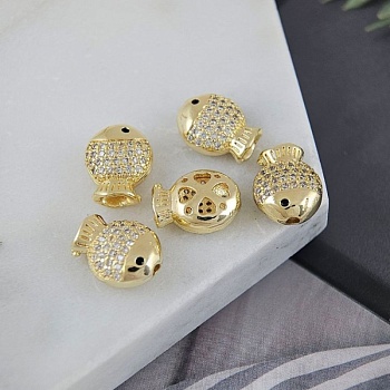 Бусина Рыбка 11.4х9х4.9 мм с фианитами позолота (8162-З) купить в Воронеже | Заказать в интернет-магазине Viva Beads
