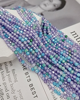 Нить 18 см Фианиты 3-3.1 мм граненые бусины, микс сиреневый (5472-МИКС1) купить в Воронеже | Заказать в интернет-магазине Viva Beads
 Нить 18 см Фианиты 3-3.1 мм граненые бусины, микс сиреневый (5472-МИКС1) купить в Воронеже | Заказать в интернет-магазине Viva Beads