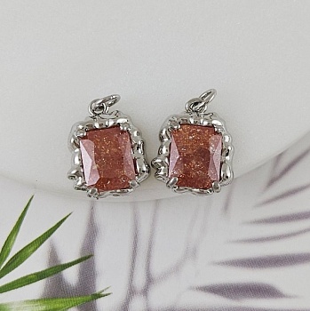 Подвеска 16.3х13.5 мм с кристаллом кракле, терракотовый, родиевое покрытие (6809-ТЕРР)