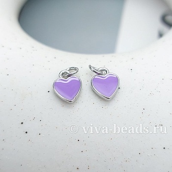 Подвеска Сердце 8.8x6.5 мм эмаль, родиевое покр. (7454-6/1) купить с доставкой по России | Интернет-магазин Viva Beads