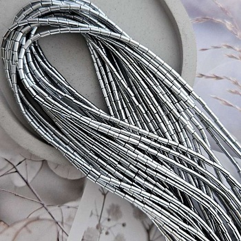 Нить 40 см Гематит, гематин ок. 4x2 мм бусины трубочка, цвет платина (8908) для бижутерии купить с доставкой по России | Интернет‑магазин Viva Beads