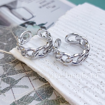 Кольцо Цепь свободный размер родиевое покр. (6970-Р)