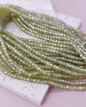 Нить 18 см Фианиты 3х2.2 мм бусины граненый рондель, светло-зеленый (8141-СЗЕЛ) купить в Воронеже | Заказать в интернет-магазине Viva Beads
 Нить 18 см Фианиты 3х2.2 мм бусины граненый рондель, светло-зеленый (8141-СЗЕЛ) купить в Воронеже | Заказать в интернет-магазине Viva Beads