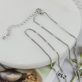 Цепочка змейка с замком готовая 44 см родиевое покрытие (9891-Р) купить с доставкой по России | Интернет-магазин Viva Beads