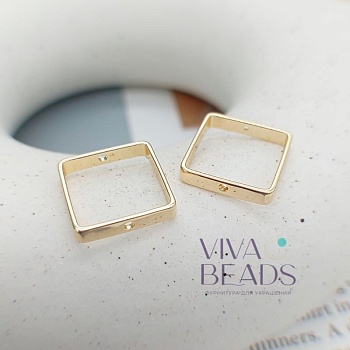 Рамка для бусин квадрат 15x15x4 мм позолота 18К (7565) купить в Воронеже | Заказать в интернет-магазине Viva Beads
