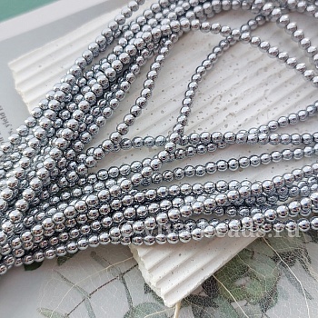 Нить 39.5 см Гематит, гематин 3 мм, бусина гладкий шар, цвет платина (6000-3) купить в Воронеже | Заказать в интернет-магазине Viva Beads
