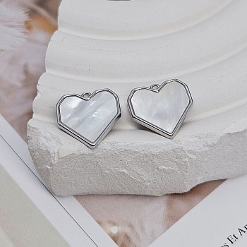 Подвеска Сердце с перламутром 13.7х14 мм родиевое покрытие (8475-Р) купить с доставкой по России | Интернет-магазин Viva Beads