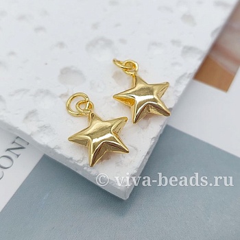 Подвеска Звезда 15x12x4.5 мм позолота (7279) купить с доставкой по России | Интернет-магазин Viva Beads