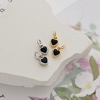 Подвеска Сердце мини с фианитом 5.7x4 мм Jet родиевое покрытие (8765-ЧР)