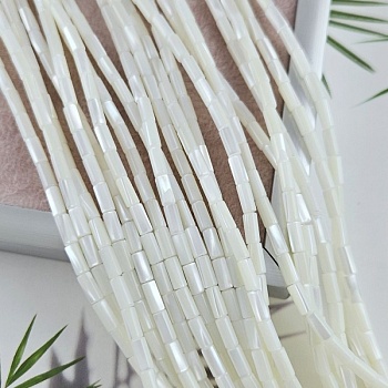 Нить 19 см Перламутр натуральный ок. 6.7-7х3 мм бусины трубочки, белый (10080-БЕЛ) для бижутерии купить с доставкой по России | Интернет‑магазин Viva Beads