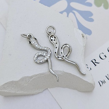 Подвеска Змейка 27.8x9 мм с фианитами с родиевым покрытием (9087-Р)