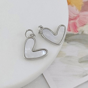 Подвеска Сердце с перламутром 16.5х14.5 мм, родиевое покрытие (8999-Р) купить с доставкой по России | Интернет-магазин Viva Beads