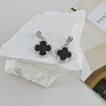 Подвеска кулон Клевер 14х11.8 мм родиевое покрытие, керамика (7198-Р) купить с доставкой по России | Интернет-магазин Viva Beads