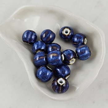 1 шт. Бусина керамическая 10-11 мм темно-синий (10128-ТСИН) купить с доставкой по России | Интернет-магазин Viva Beads