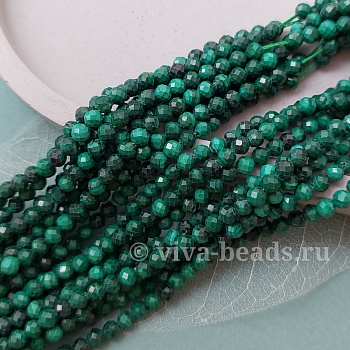 Нить 19 см Малахит натуральный 4 мм граненая бусина (6292) купить в Воронеже | Заказать в интернет-магазине Viva Beads

