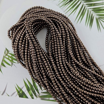 Нить 40 см Гематит, гематин ок. 3.5 мм бусины круглые гладкие, коричневый (9943-3) для бижутерии купить с доставкой по России | Интернет‑магазин Viva Beads