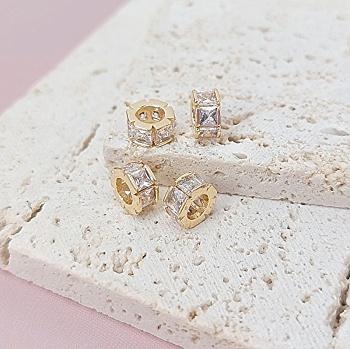 Бусина разделитель с фианитами 3.5х6.7 мм позолота 14к (7875-З) купить в Воронеже | Заказать в интернет-магазине Viva Beads
