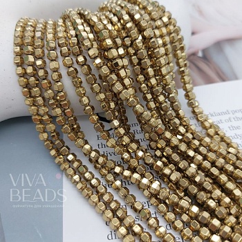 Нить 19.5 см Гематит 4 мм многогранник цвет золото (7627-З) купить в Воронеже | Заказать в интернет-магазине Viva Beads
