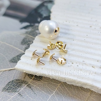 1 шт. Шапочка для вклейки 4 мм позолота 14к (6940-З) купить в Воронеже | Заказать в интернет-магазине Viva Beads
