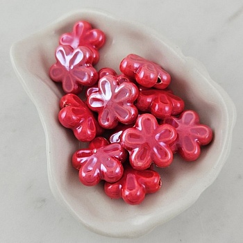 1 шт. Бусина Цветок 18 мм красный, керамика (6478-18-К) купить с доставкой по России | Интернет-магазин Viva Beads