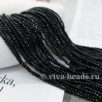 Нить 39 см Черный оникс 2 мм граненая бусина (7258-2) купить в Воронеже | Заказать в интернет-магазине Viva Beads

