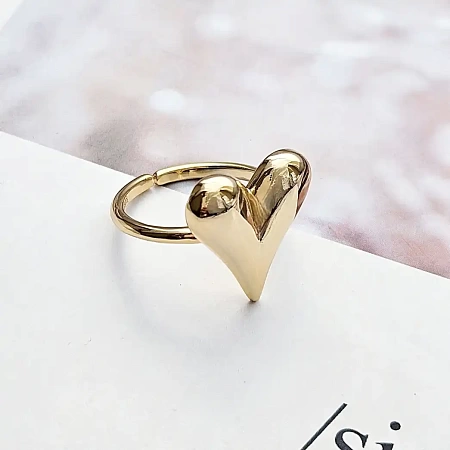 Кольцо с сердцем свободный размер позолота (8624-З)