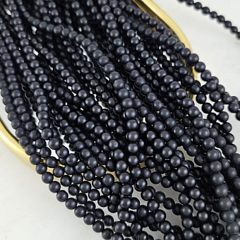 Нить 36 см Агат черный матовый ок. 4 мм, бусины гладкий шар (4040-4) для бижутерии купить с доставкой по России | Интернет‑магазин Viva Beads