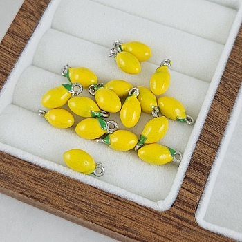 Подвеска лимон 12.9х6 мм эмаль, желтый,  цвет платины (10262-П) купить с доставкой по России | Интернет-магазин Viva Beads