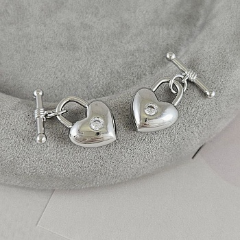 Замок тоггл Сердце с фианитом 16х12 мм родиевое покрытие (9422-Р) купить в Воронеже | Заказать в интернет-магазине Viva Beads
 Замок тоггл Сердце с фианитом 16х12 мм родиевое покрытие (9422-Р) купить в Воронеже | Заказать в интернет-магазине Viva Beads