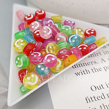 5 грамм Бусина акриловая Смайлик 7х4 мм микс цветов (7478) купить в Воронеже | Заказать в интернет-магазине Viva Beads
