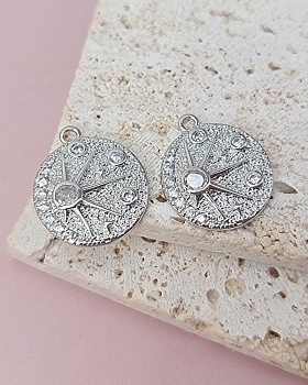 Подвеска круглая Звезда 14.5х17.2 мм с фианитами родиевое покр. (8146-Р) Подвеска круглая Звезда 14.5х17.2 мм с фианитами родиевое покр. (8146-Р)