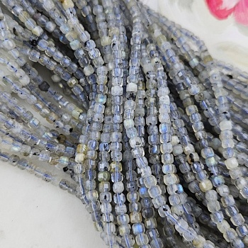 Нить 38 см Лабрадорит натуральный ок. 3 мм бусины граненый куб (10154) для бижутерии купить с доставкой по России | Интернет‑магазин Viva Beads
