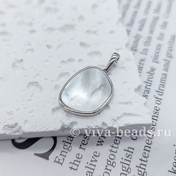 Подвеска с перламутром 21.2х15.4 мм родиевое покр. (7144-Р) купить с доставкой по России | Интернет-магазин Viva Beads