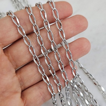 10 см Цепь овальная 4 мм толщиной, родиевое покрытие (10198-Р) купить с доставкой по России | Интернет-магазин Viva Beads